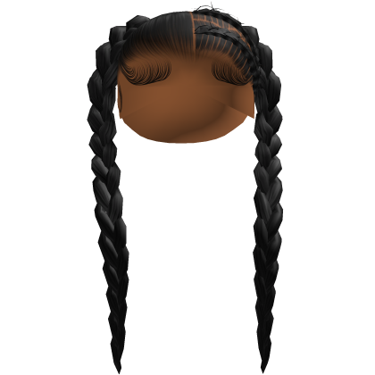 Cute Midnight Braided Pigtails in Jet Black