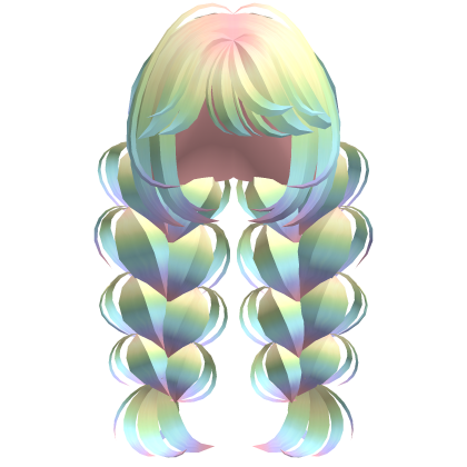 Fluffy Messy Back Braids (Rainbow) Roblox item