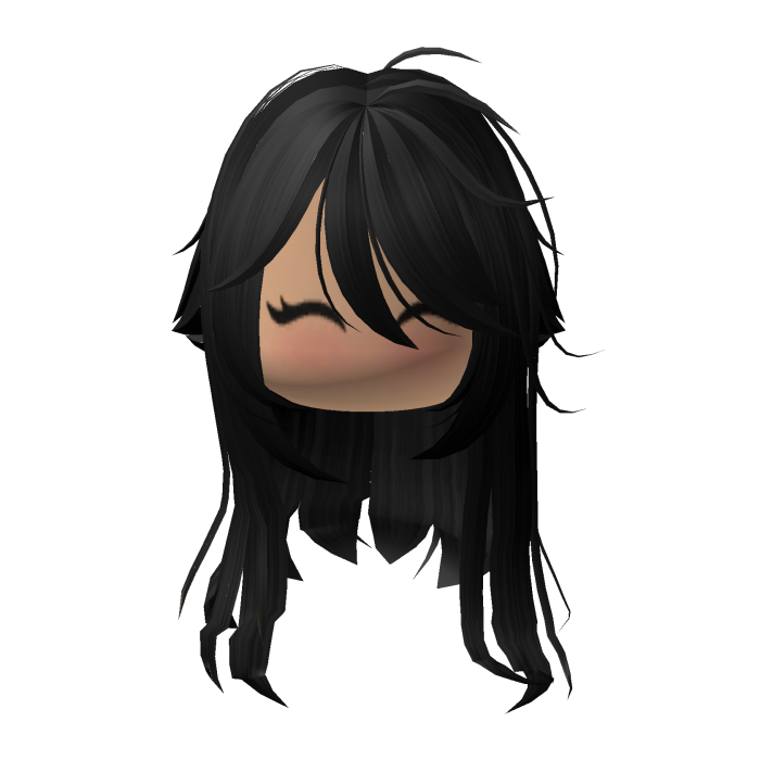 Black Long Messy Cute Y2K Girl Hair w Face