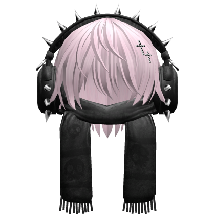 Boy Hair&Emo Headphones&Scarf Pink