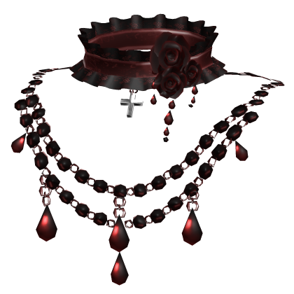 Dark Red Victorian Jewelry Rose Choker Necklace