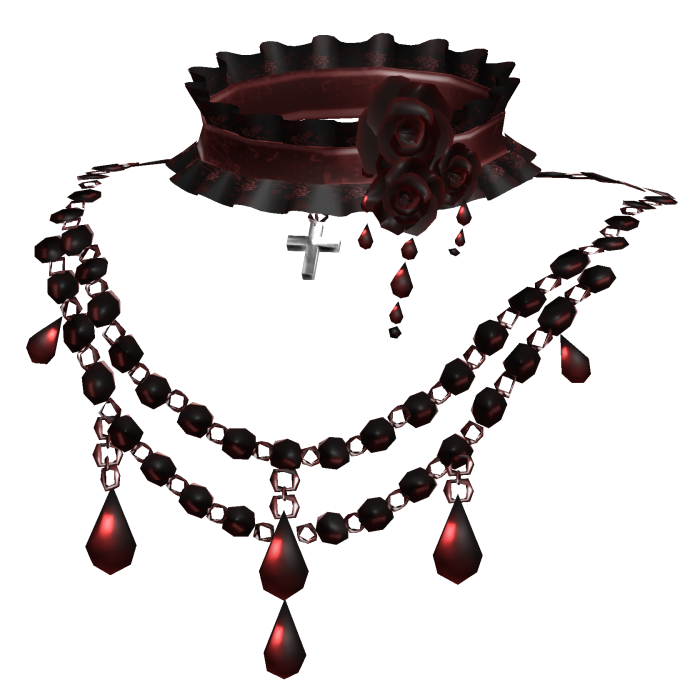 Dark Red Victorian Jewelry Rose Choker Necklace