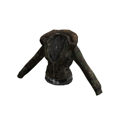 Fur Lined Camo Zipup Crop Hoodie