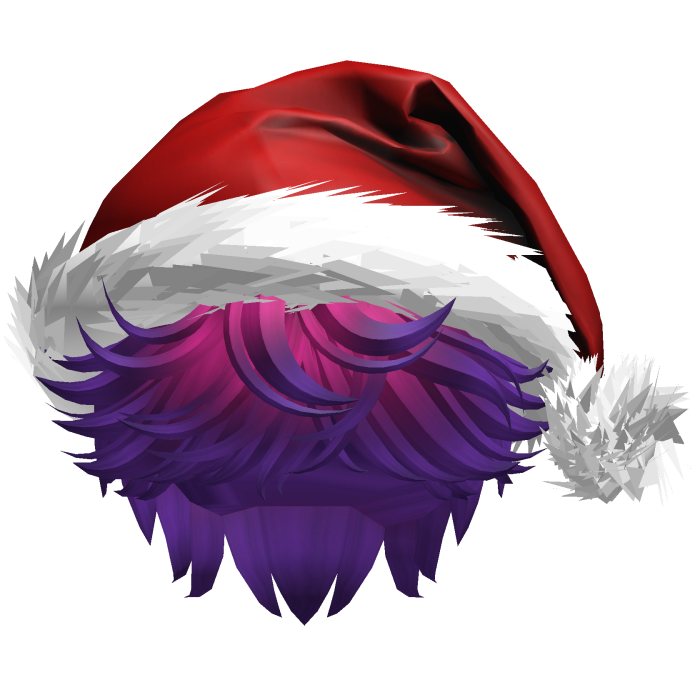 Messy Fluffy Pink and Purple Hair a Santa Hat Y2k