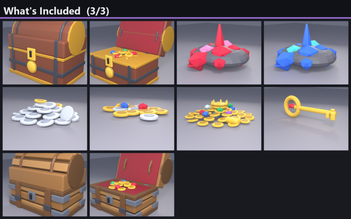 Stylized Chest Loot Pack x30 Treasure Coins Gem preview 3