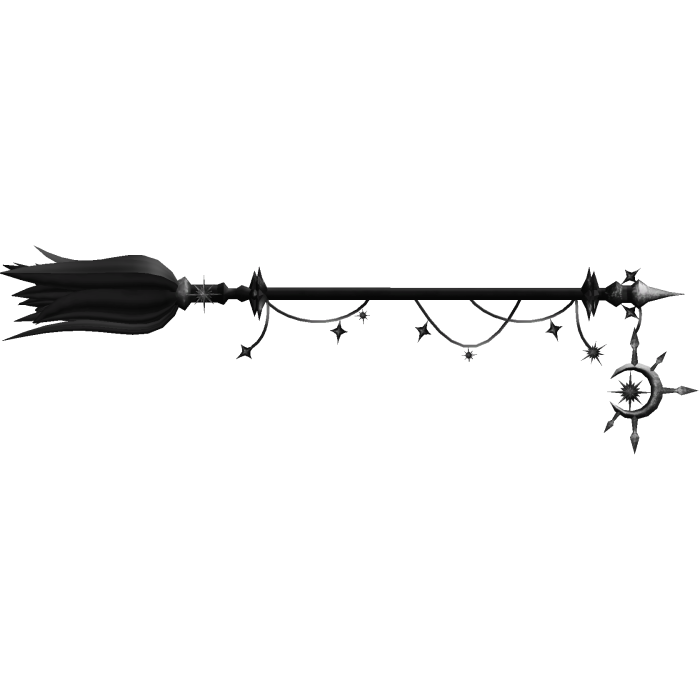 Celestial Halloween Witch Broom - Black/Silver