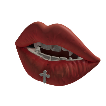 Lips piercing cross ring vampire teeth Roblox item