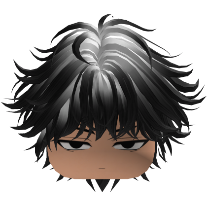 Black White Emo Y2K Anime Boy Hair with Face Roblox item