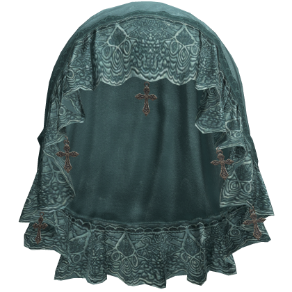 Blue Emo Gothic Lace Veil w/ Charm