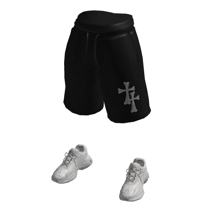 Distressed Cross Shorts w/ Sneakers