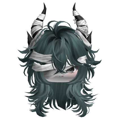 Horned Anime Demon Wolfcut (Teal)