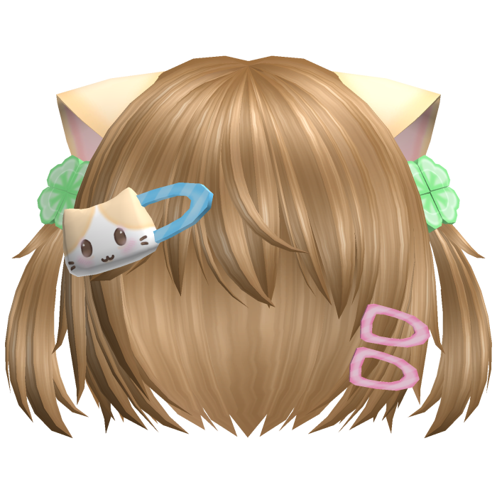 ♡ kawaii short golden cat hair w pigtails n clip