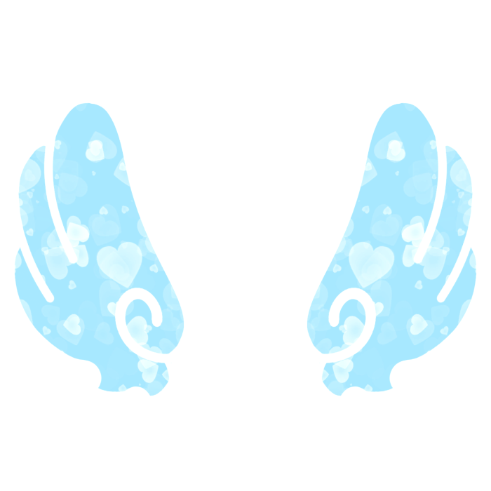 ♡ Cute Upward Sticker Angel Wings in Blue Hearts