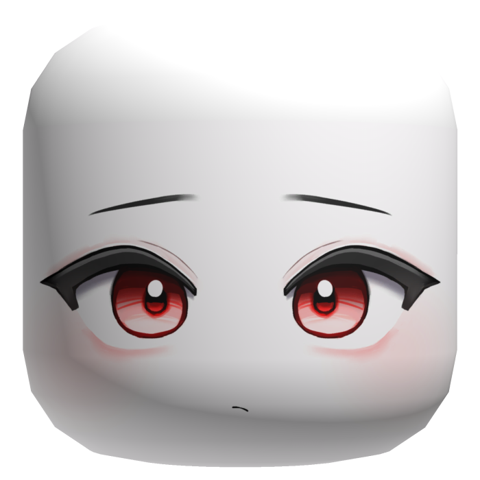 Innocent Red Chibi Anime Face - White