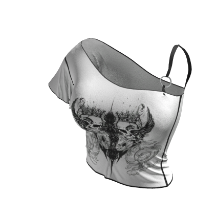 ʚ♡ɞY2K Emo / Goth White Asym Off-shoulder Top