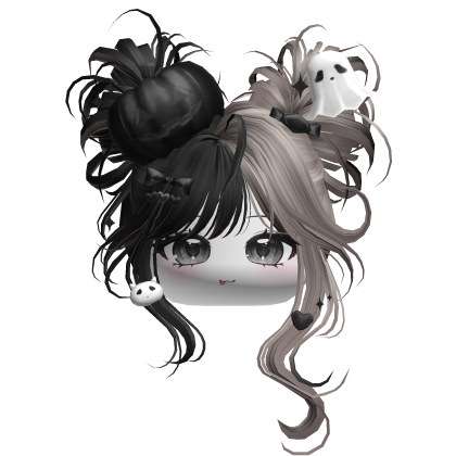 Halloween Pumpkin Buns w/ Bows (Black&Ash) Roblox item