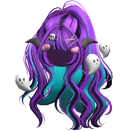 Purple&Teal Halloween Hairclips Wavy Half Down