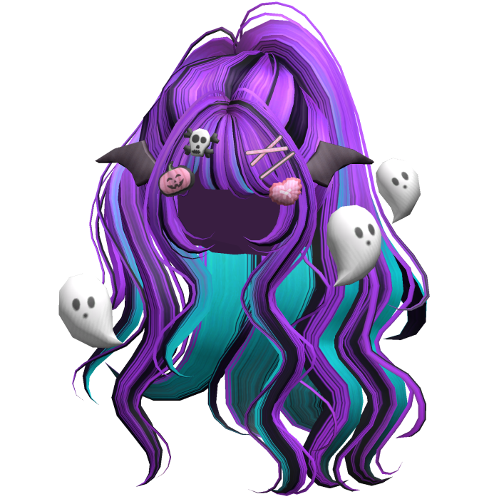 Purple&Teal Halloween Hairclips Wavy Half Down