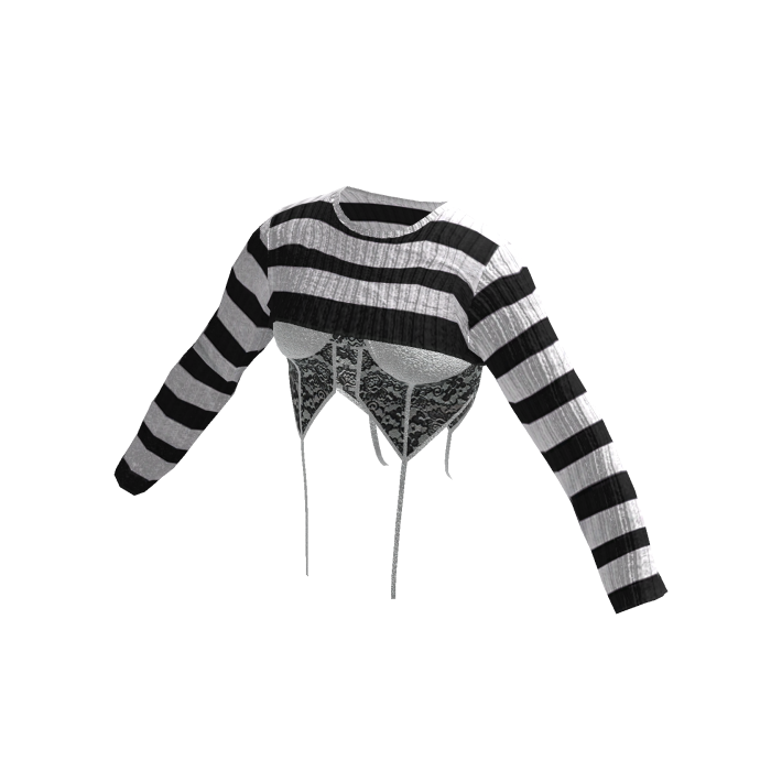 [FDDUGC]Striped Layered Goth Top(white)