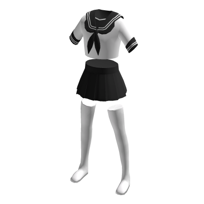 Monochrome Anime School Uniform w/ Socks thumbnail