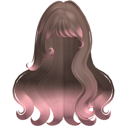 ♡ Cute Fluffy Wavy Hair w/ Bangs (BrownPink Ombre) Roblox item