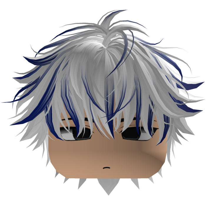 Cute Y2K emo white blue hair