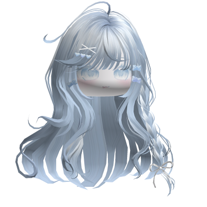 Shoujo Girl Braids w/ Bow Clips (Sky Blue) Roblox item