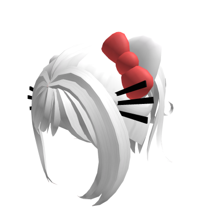 ♡ │ Adorable Hello Kitty White Ponytail Hair ꒱ Roblox item