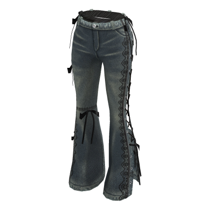Y2K LACE FLARED BOWTIE JEANS