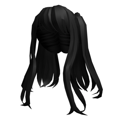Loose Long Bangs Anime Pigtails in Black