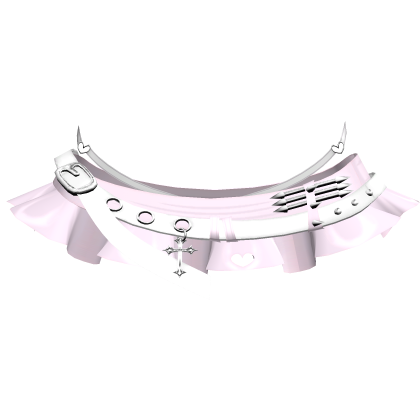 White Gothic Punk Belt Pink Ruffle Mini Skirt