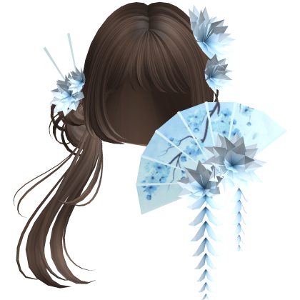 Side Ponytail w/ Cherry Blossoms & Fan