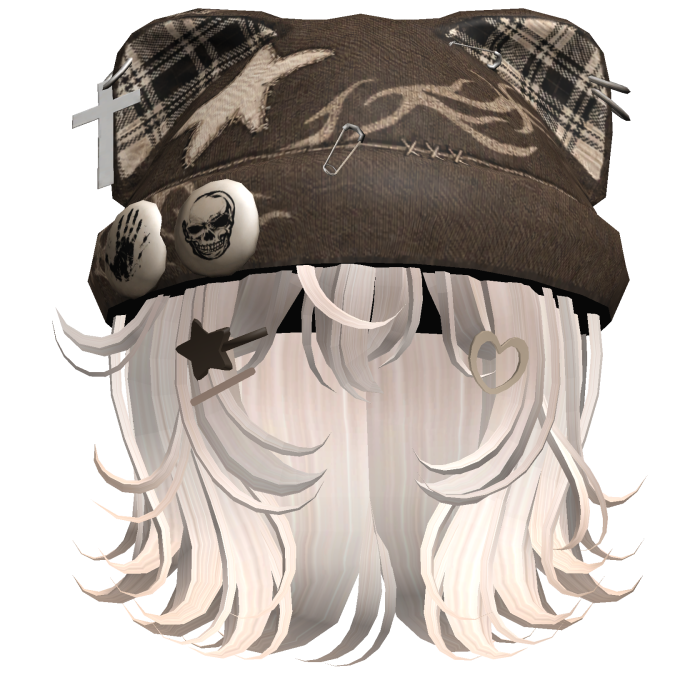 Beige Streetwear Y2K Beanie Girl Hair