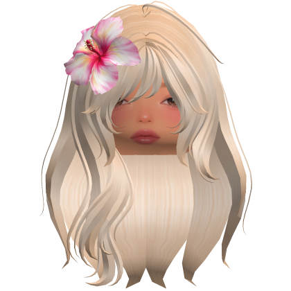 Summer Blonde Wavy Hair w/ Hibiscus Roblox item