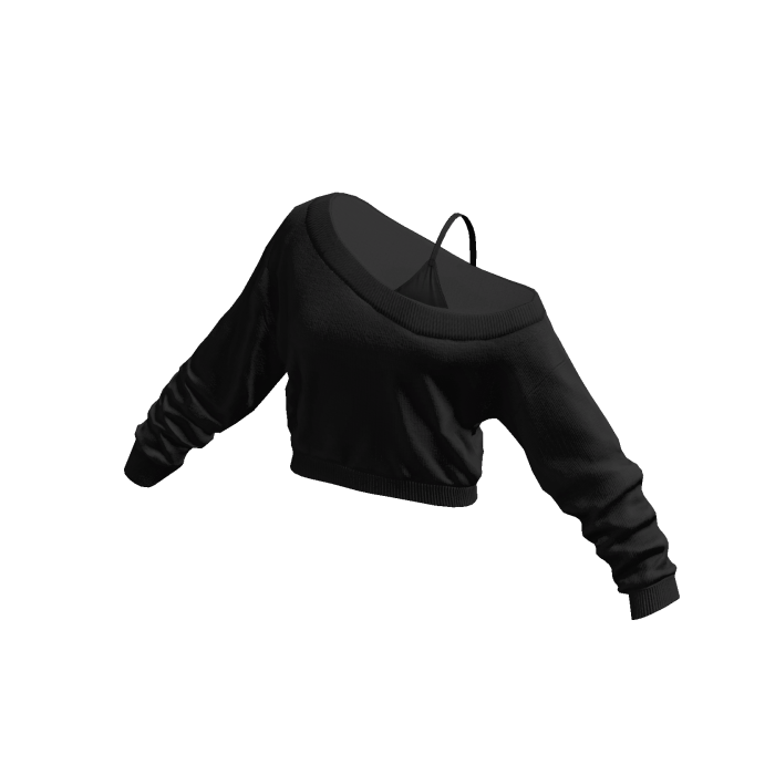 Black Cropped Off Shoulder Shirt