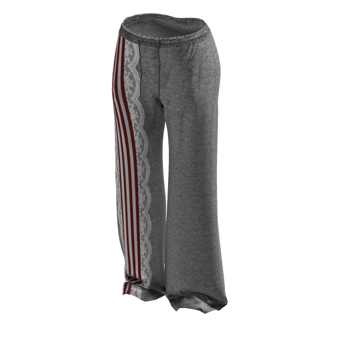 Grey/Red Striped Lace Sweatpants