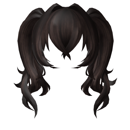 Cute Messy Anime Twintails Hair - Dark Brown Roblox item