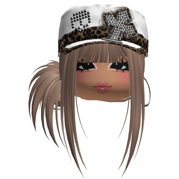 Gyaru Side Bun Hair w/ Cheetah Cap & Earrings