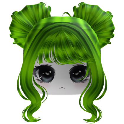 Lime Green Twin Buns Hair with Face Girl Roblox item