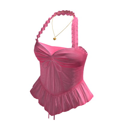 Ruffle Halter Corset Top (Pink)
