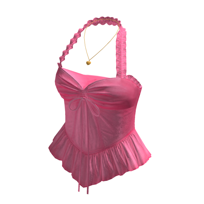 Ruffle Halter Corset Top (Pink)