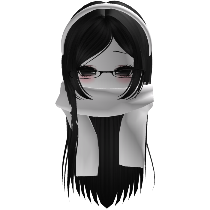Warm Fall Black Hair w/ Glasses Headband & Scarf