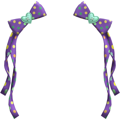 (13) Purple/Light Teal Polka Bows w Ribbons Roblox item