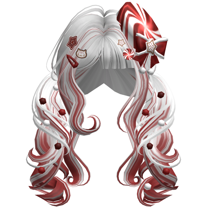 ♡ Christmas Peppermint Pigtails (White & Red)