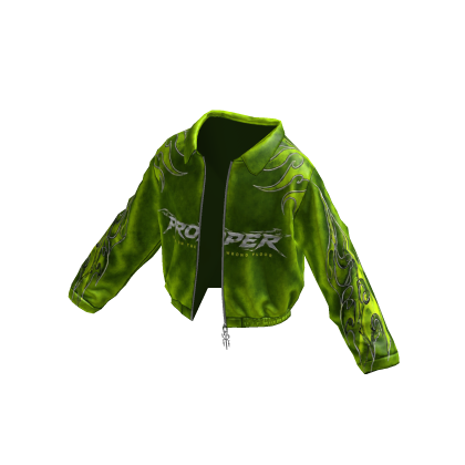 Toxic Glossy Green Flame Y2k Drip Zip Jacket 