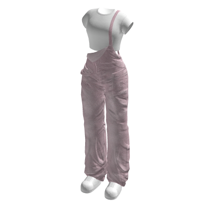 🍀Oversized Denim Overalls Outfit (Pink)