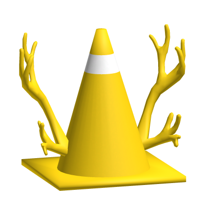 Yellow Traffic Cone W/ Antlers