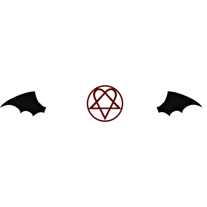 King of the night: red heartagram & wings