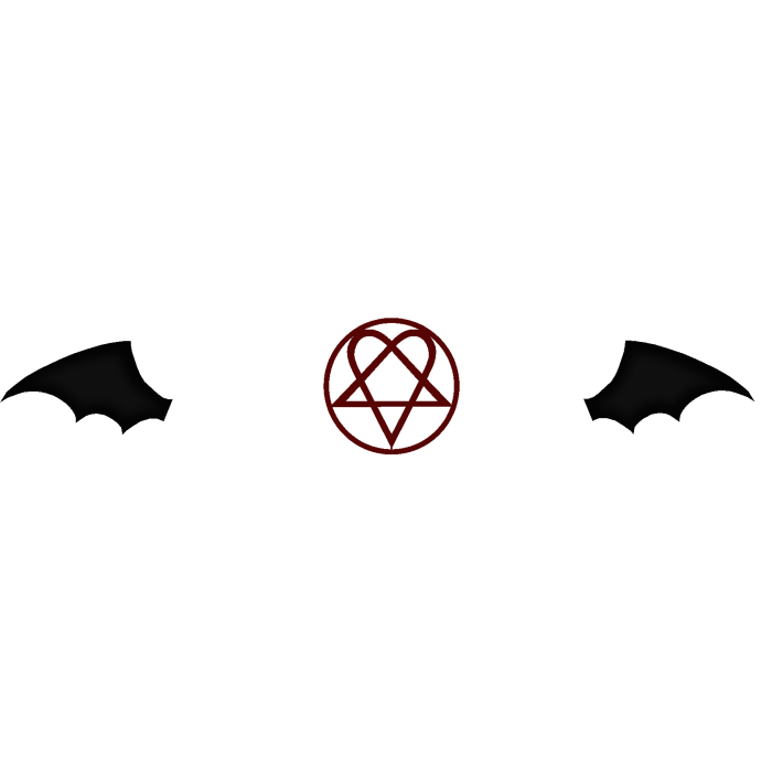 King of the night: red heartagram & wings
