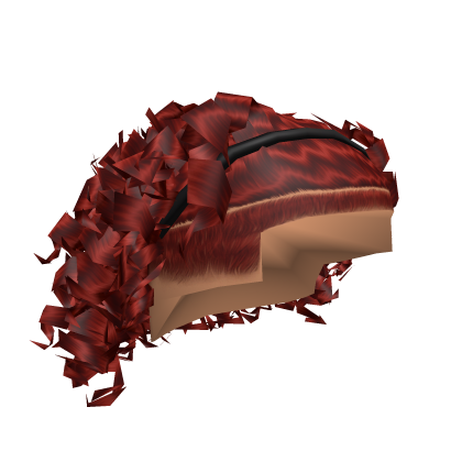 Red Curly Mid Taper Fade w/ Sports Hair Band Roblox item